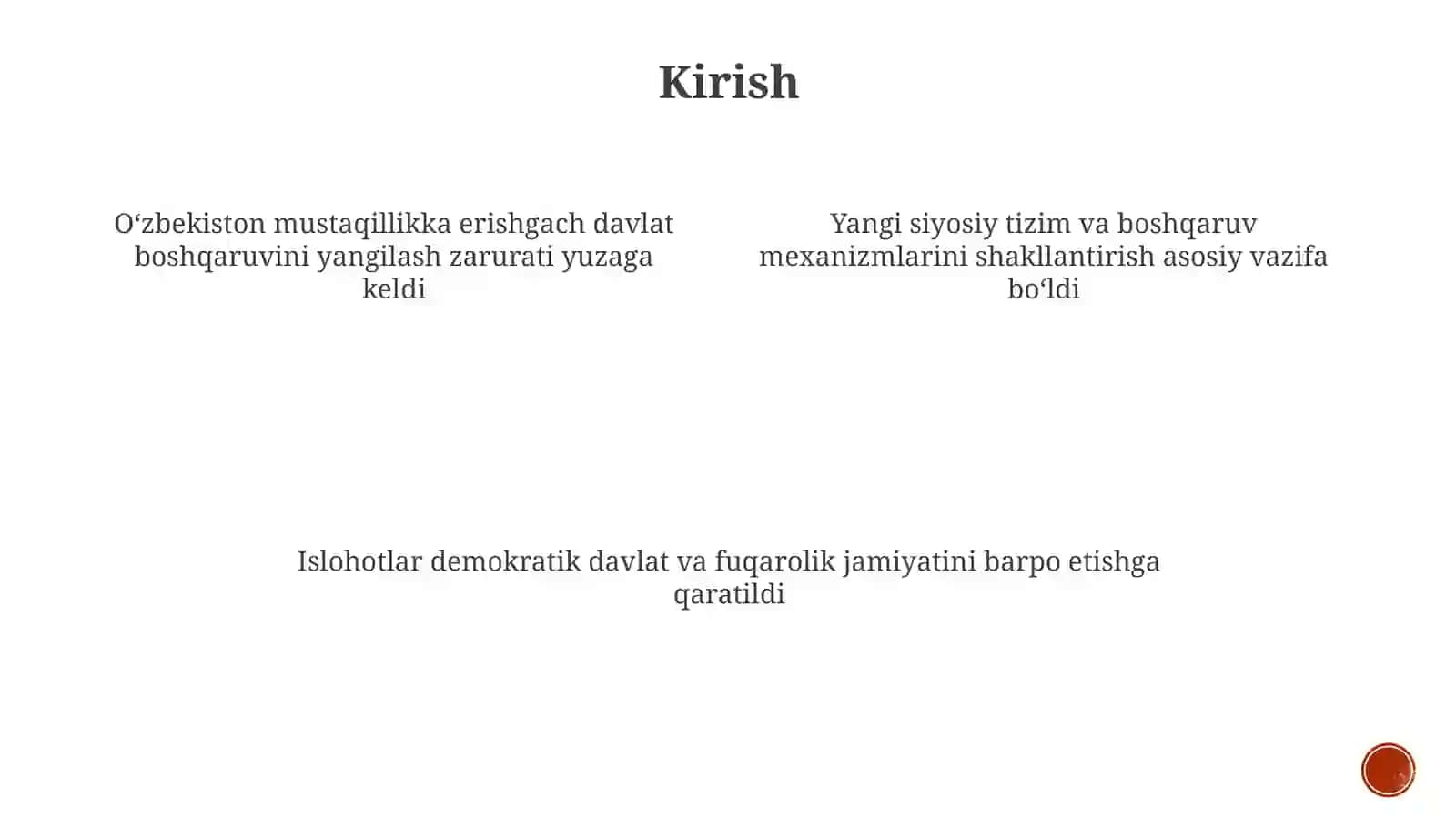 Mustaqillik yillarida davlat boshqaruv tizmida amalga oshiriladigan islohatlar 3
