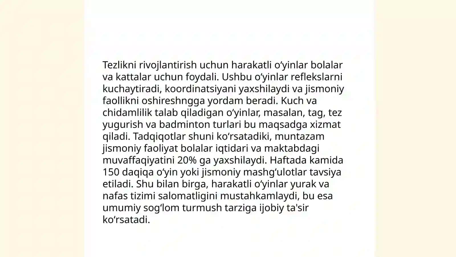 Harakatli oʻyinlarni jismoniy tarbiya darsining tayyorlov va yakuniy qismiga mos xolda tanlash hamda taxlil qilish 3