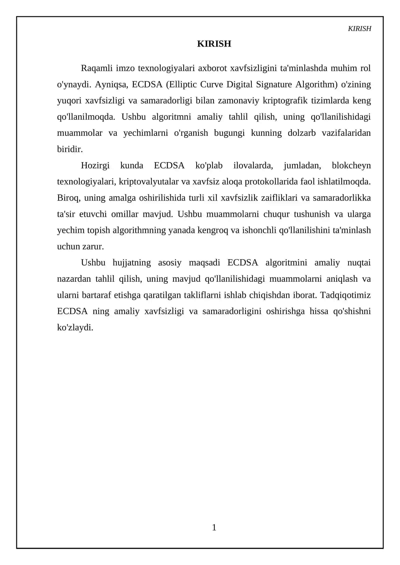 ECDSA (Elliptic Curve Digital Signature Algorithm) amaliy tahlili 3