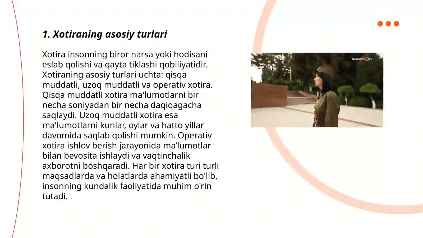 Xotira turlari va uning jarayonlari 3