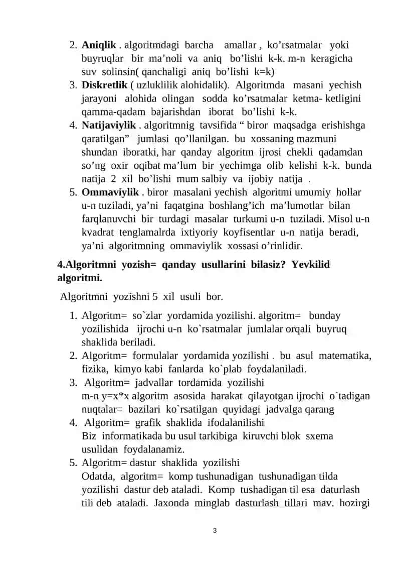 Algoritmlar va ma'lumotlar strukturasi 3