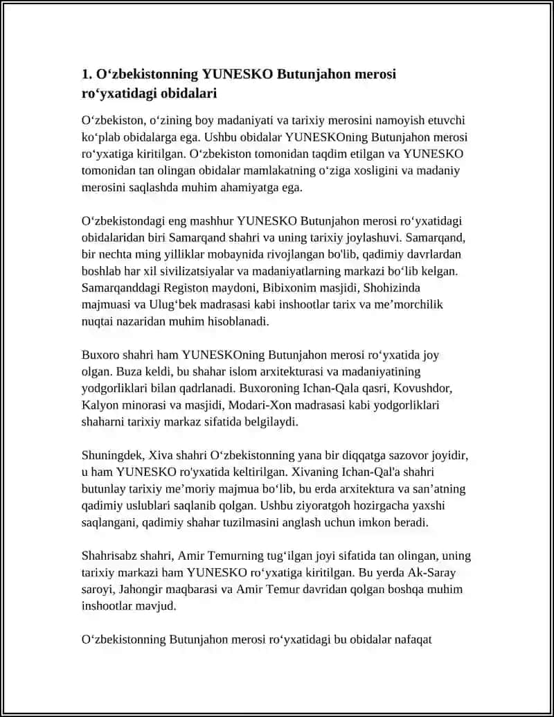 O'ZBEKISTON VA YUNESKO 3
