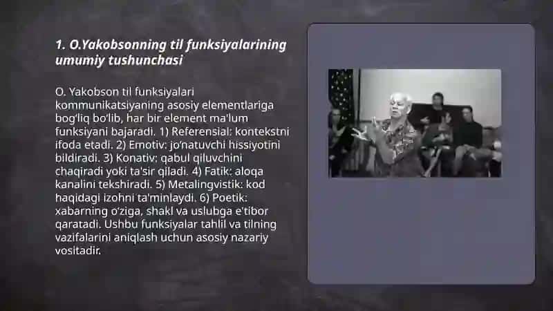 O.Yakobson tomonidan ilgari surilgan til funksiyalari va tilning vazifalari 3
