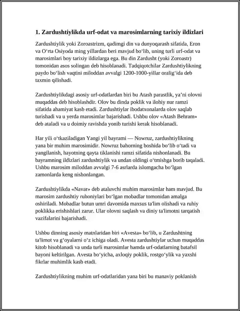 ZARDUSHTIYLIK TAʼLIMOTIDA URUF-ODAT MAROSIMLAR MANAVIY AXLOQIY QARASHLAR 3