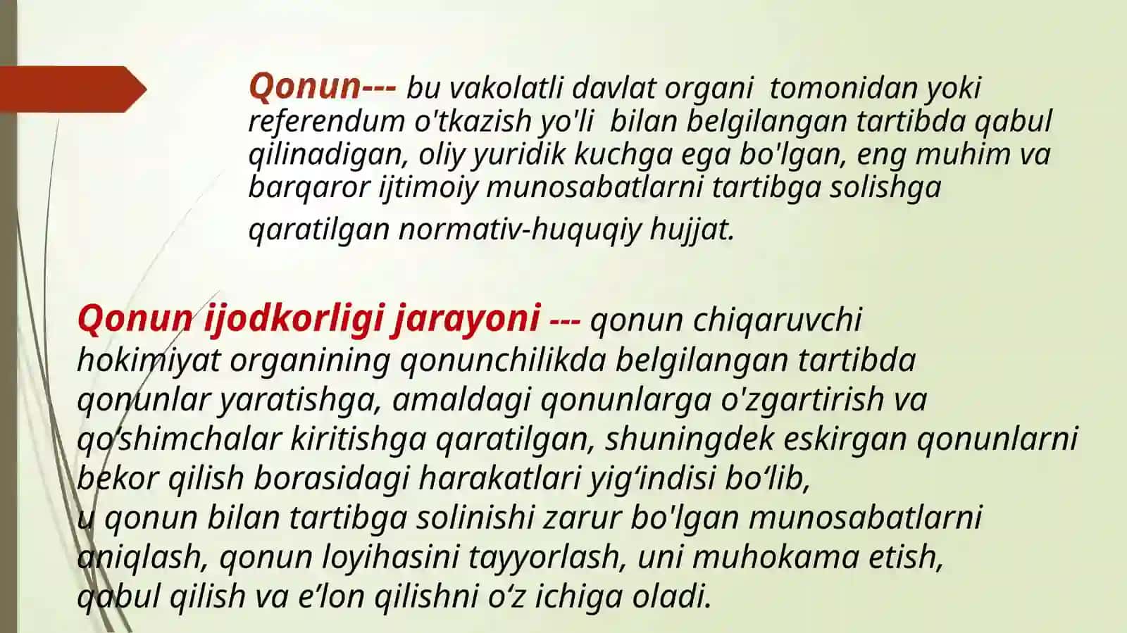 O'zbekistonda qonun ijodkorligi jarayonining o'ziga xos xususiyatlari 3