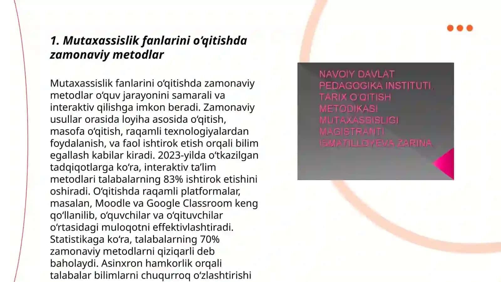 Mutaxassislik fanini õqitish metodikasi va metodlari 3