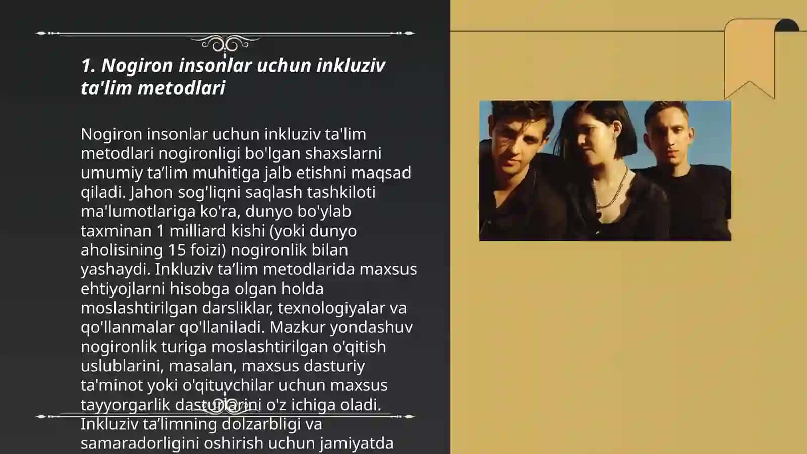 Nogiron insonlarning ta ' lim olish pereferensiyalari 3