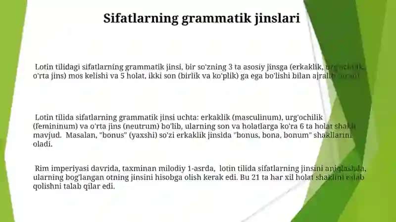 Lotin tili Moslashmagan aniqlovchi 3