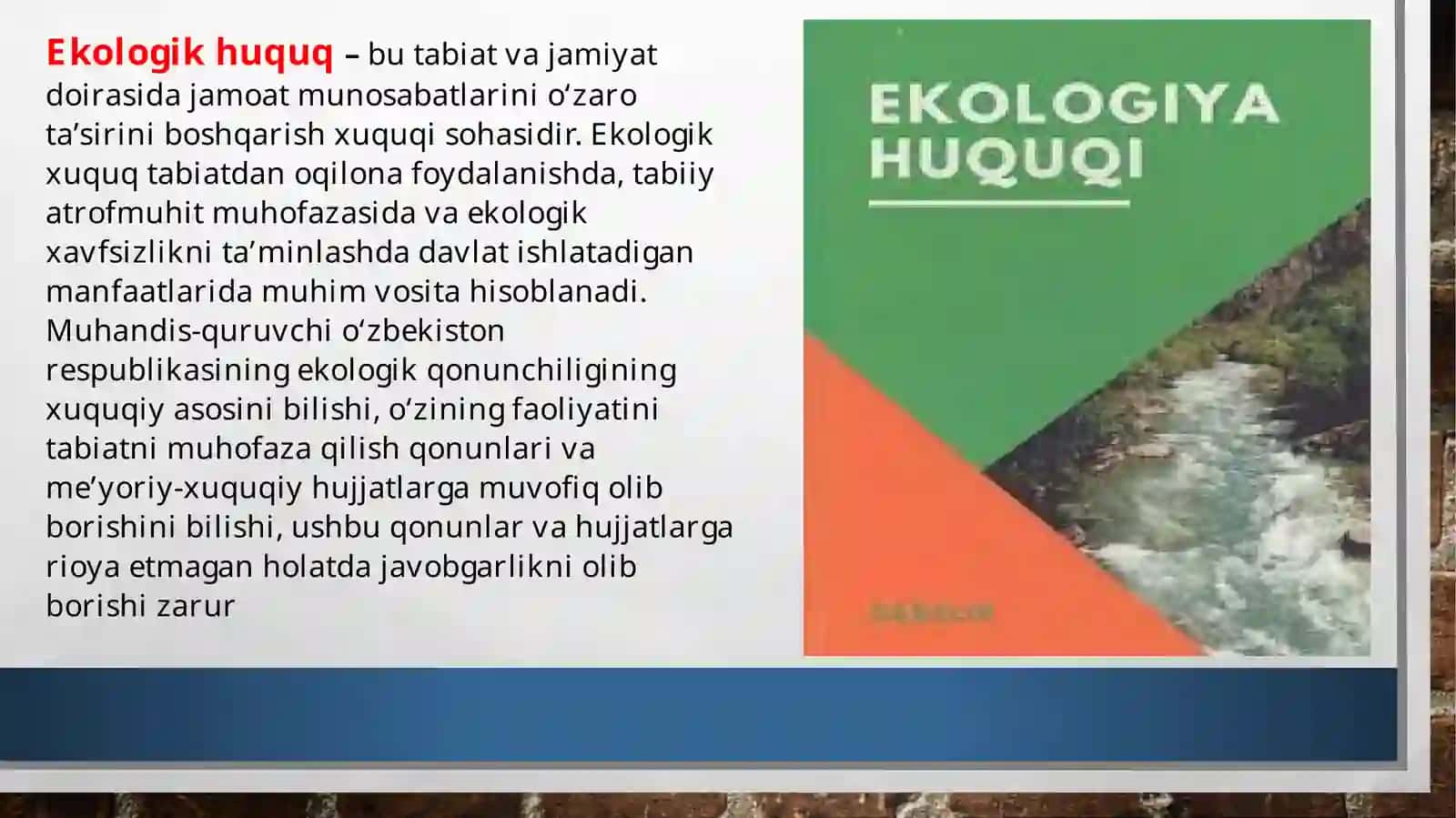 Qurilish Ekologiyasi fanidan Mustaqil Ish 3