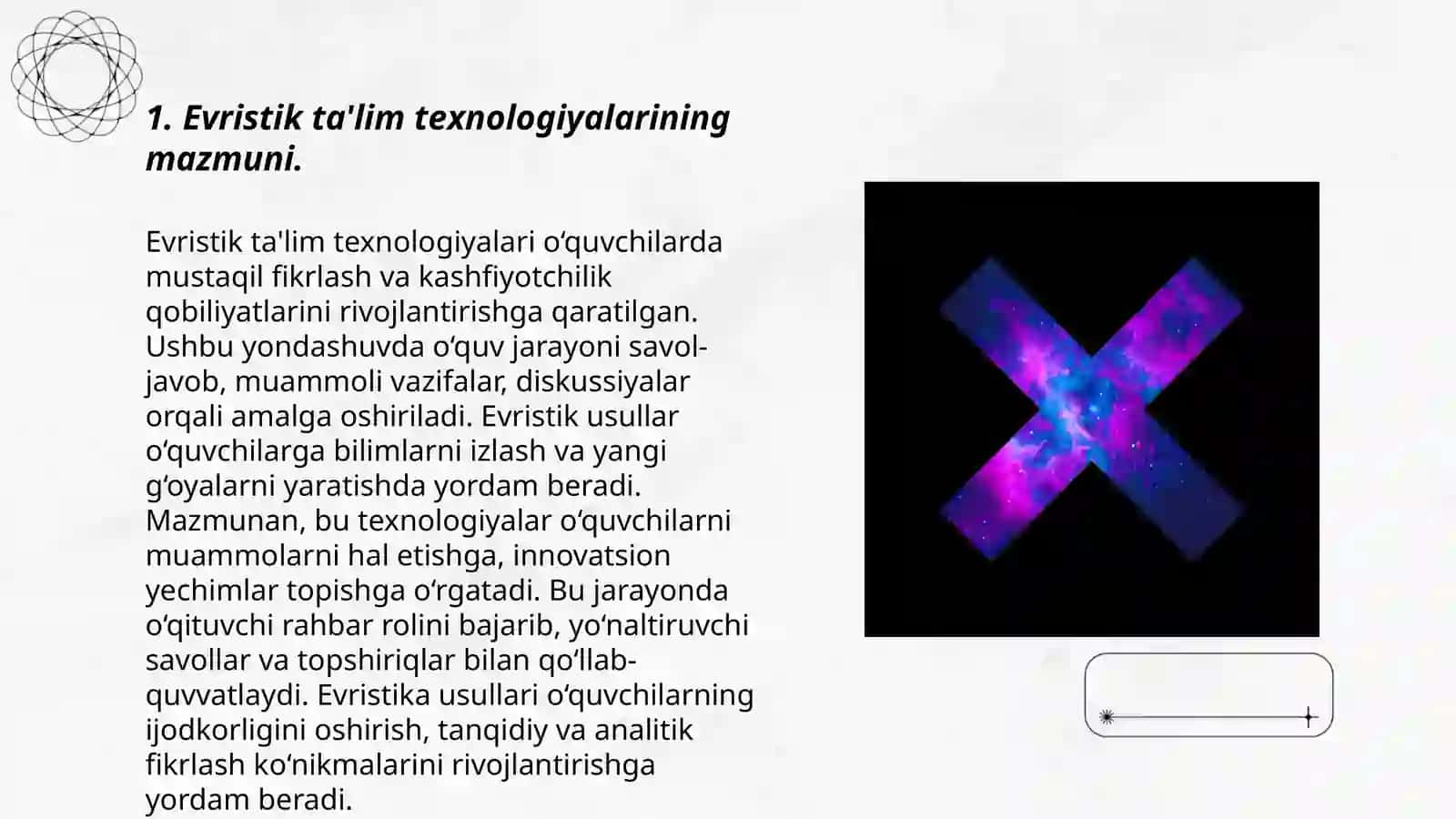 Evristik ta’lim texnologiyalarining mazmuni, ulardan fizika va astronomiya o‘qitish jarayonida foydalanish metodikasi 3