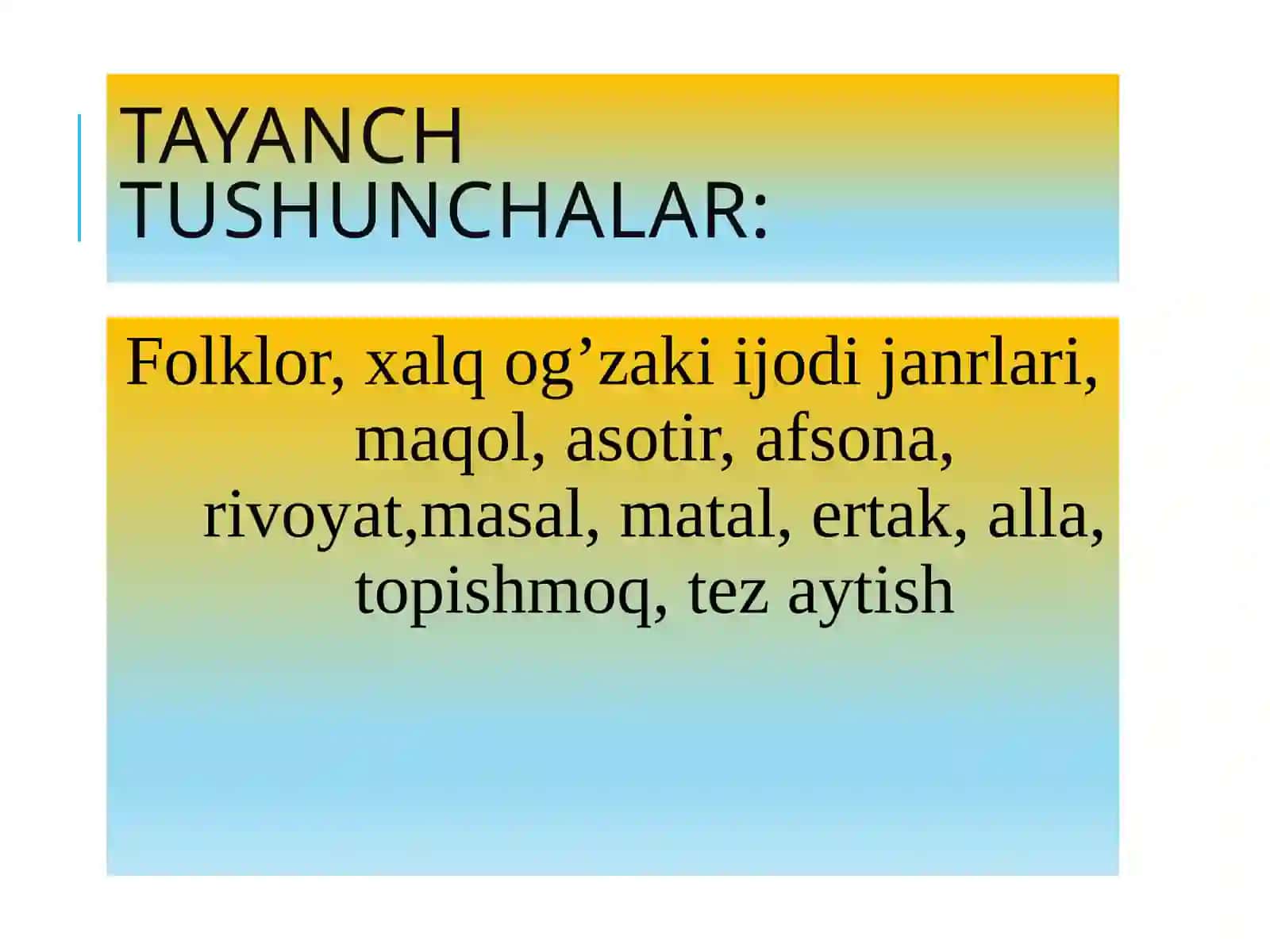 5-sinf Adabiyot fanidan Xalq og'zaki ijodi. Maqollar. Topishmoqlar dars taqdimoti 3