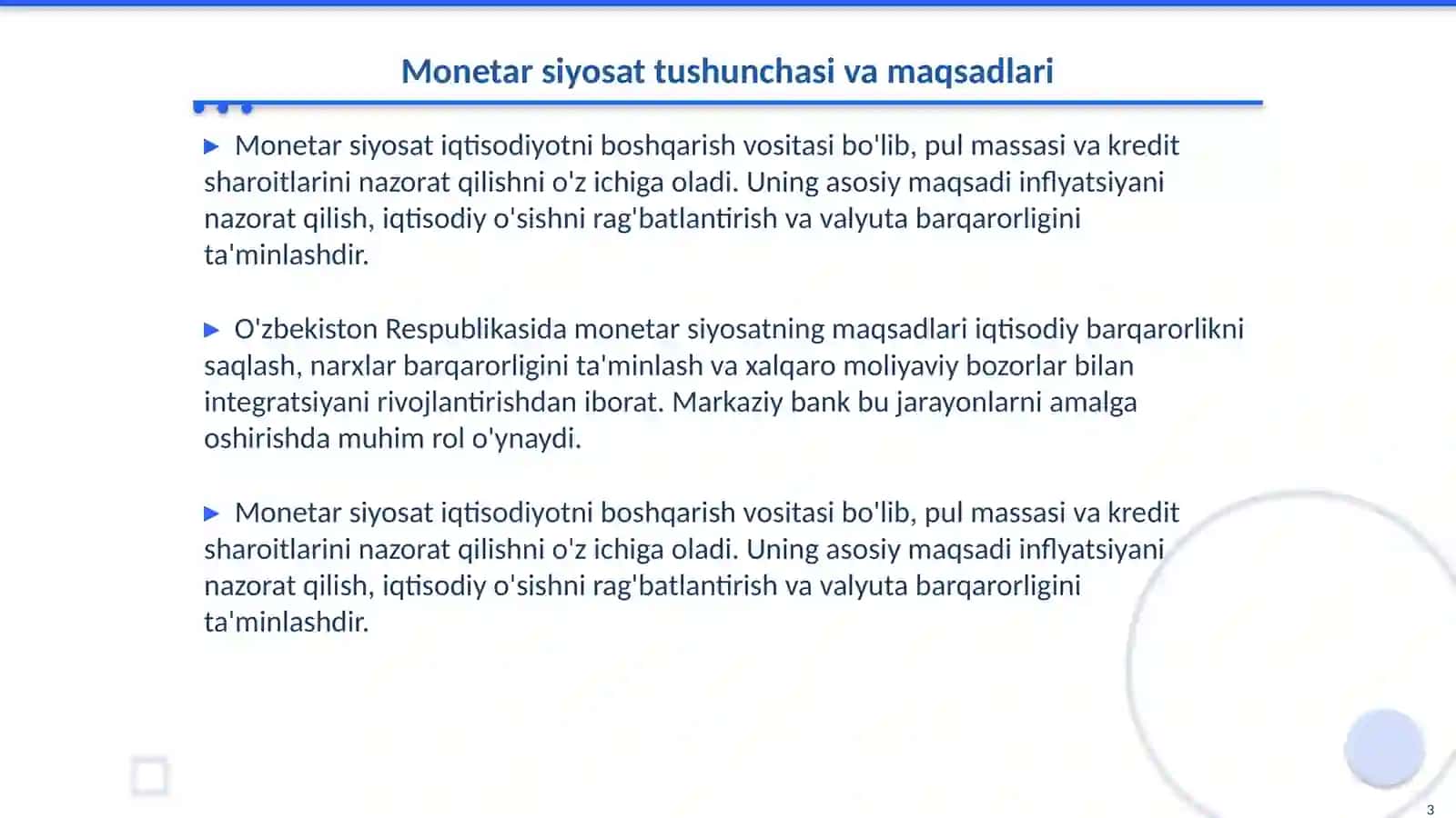 Monetar siyosat vositalari Va O’zbekiston Markaziy banki tajribasi 3