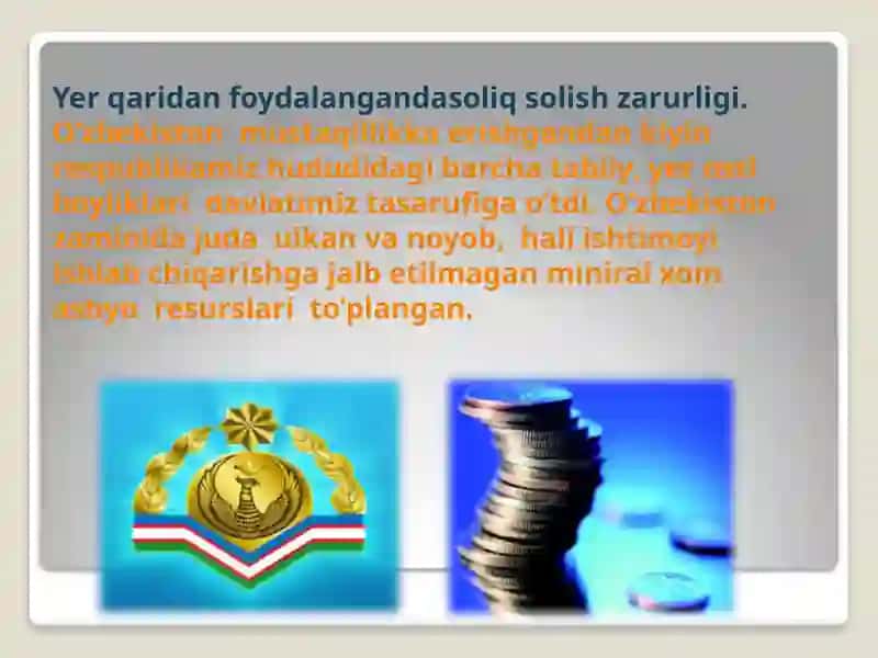 Yerqaridan foydalanishda soliq va maxsulotlar to'lovlar 3