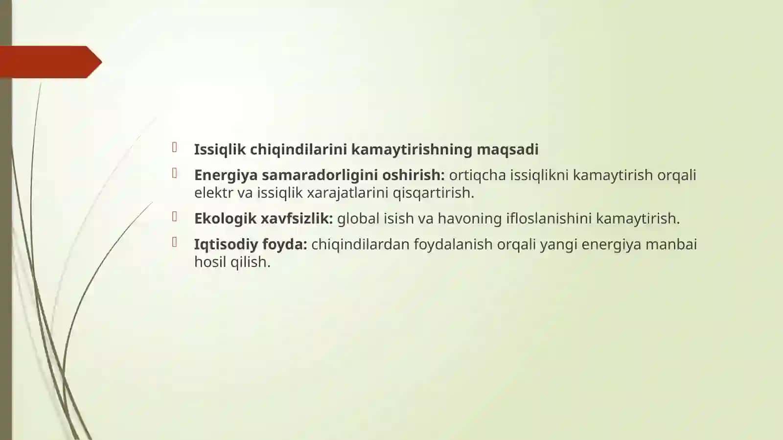 Issiqlik chiqindilarini kamaytirish usullari 3