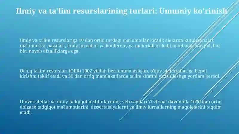 Internetdagi axborot resurslarining turlari (ilmiy va oʻquv resurslari) 3