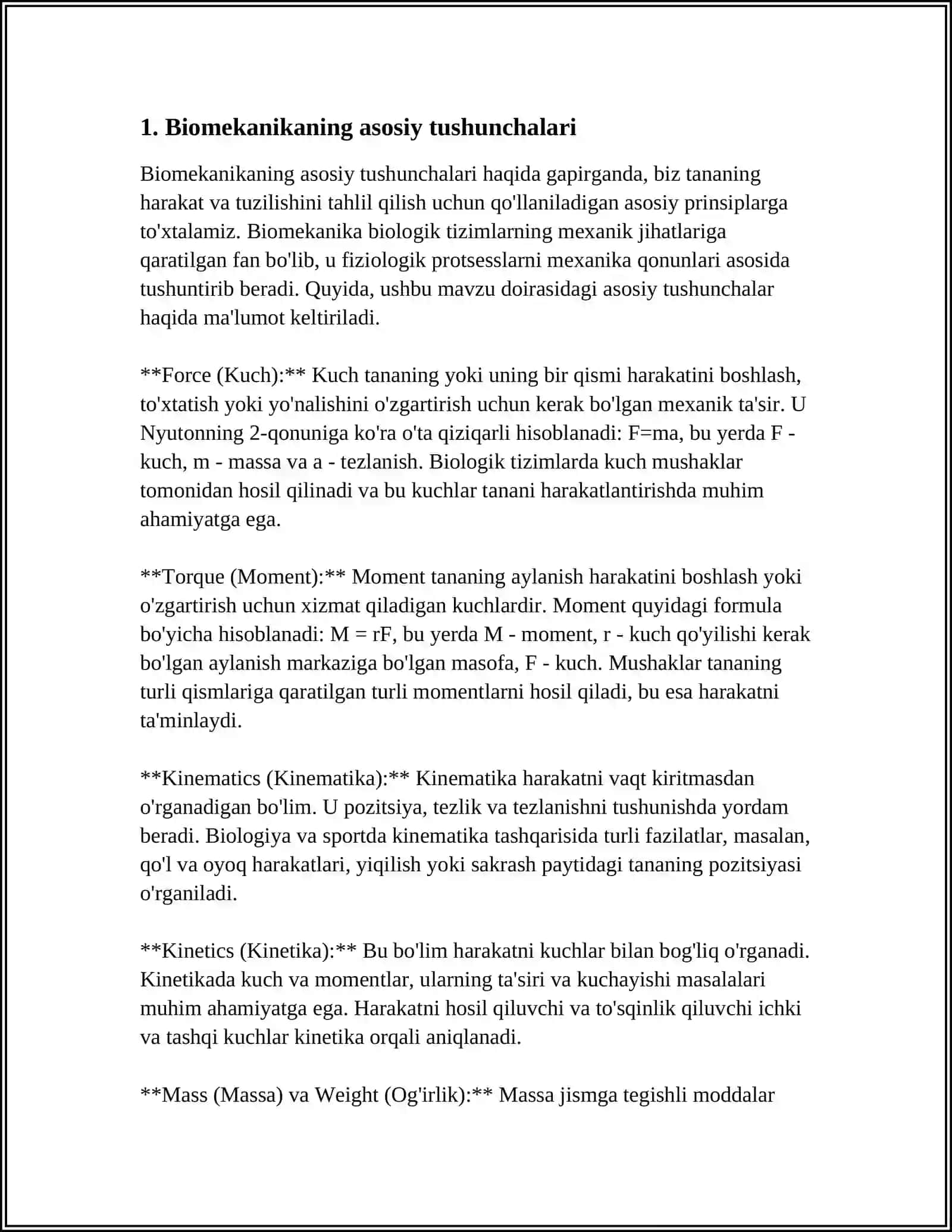 BIOMEXANIKANING BA'ZI MASALALARI 3