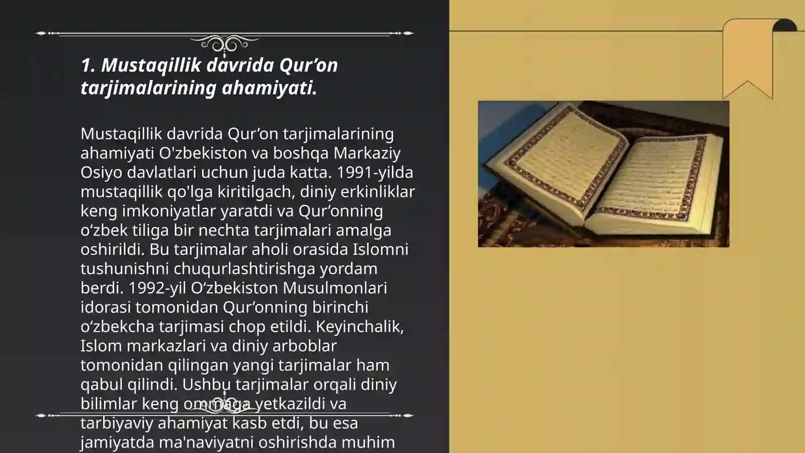 Mustaqillik yillarida Qur’onning o’zbek tiliga tarjima qilinishi va tavsifi 3