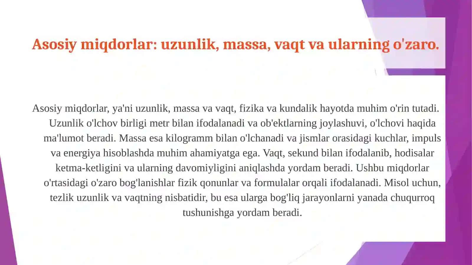 Sinfdan tashqari mashgʻulotlarda asosiy miqdorlar va ularni oʻlchov birliklarini oʻrgatish metoʻdikasi 3
