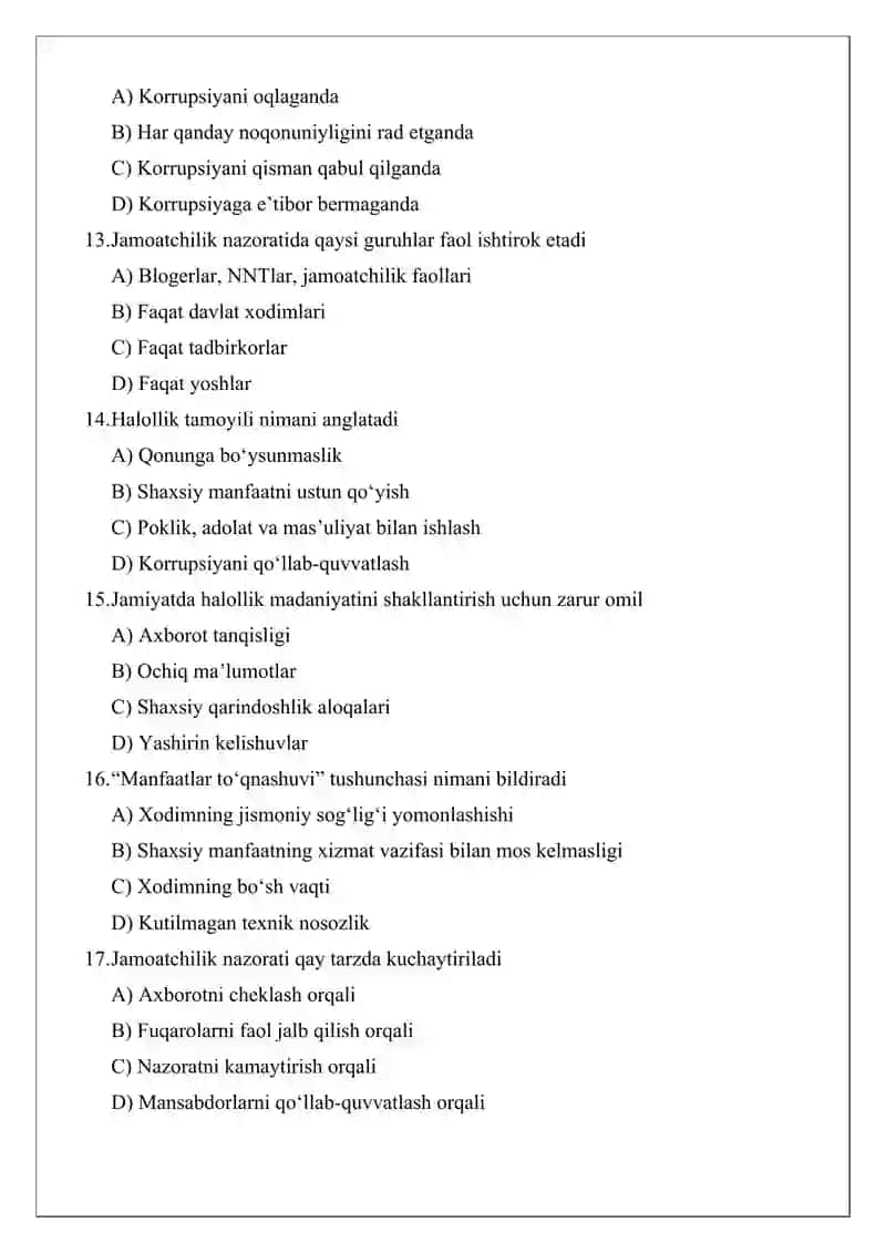 Jamiyatda korrupsiyaga nisbatan murosasiz munosabatni shakllantirish, jamoatchilik nazoratini kuchaytirish 3