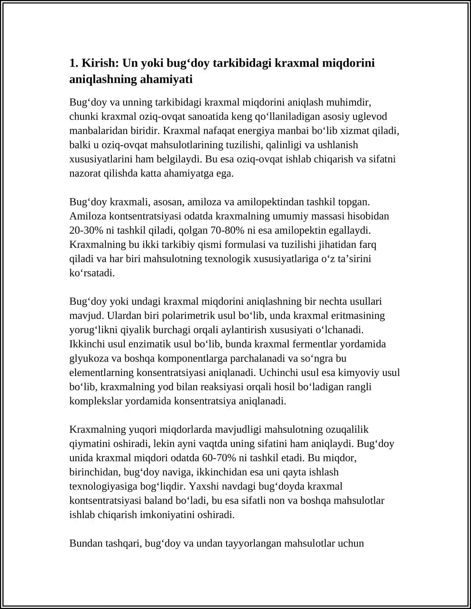 UN YOKI BUĜDOY TARKIBIDAGI KRAXMALNING MIQDORIN ANIQLASH 3