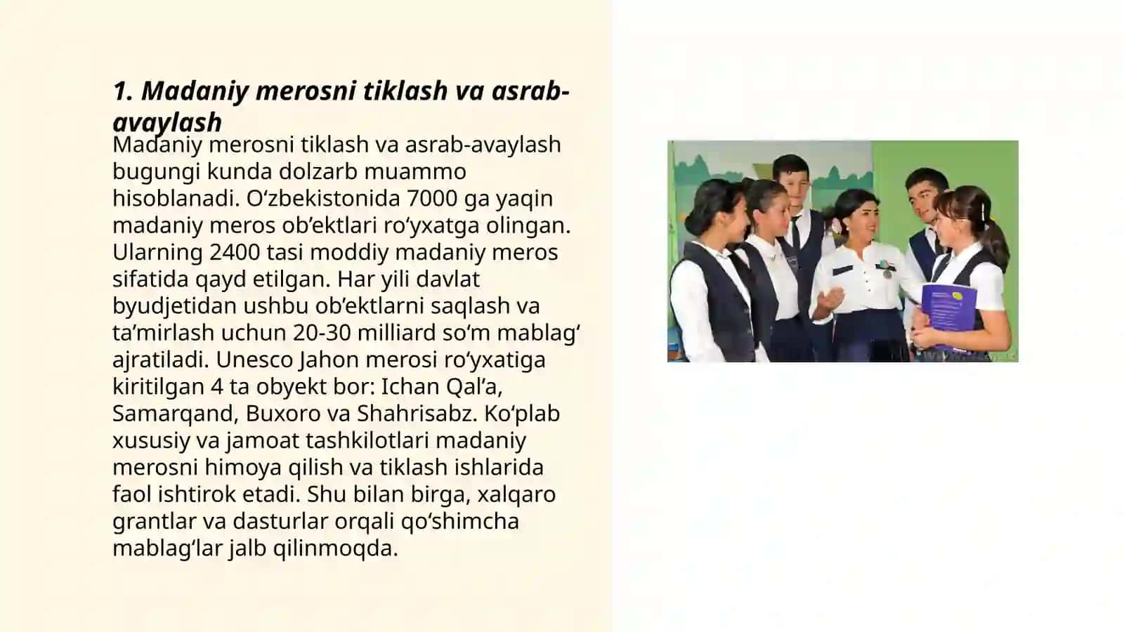 Madaniy merosni tiklash va asrab-avaylash 3