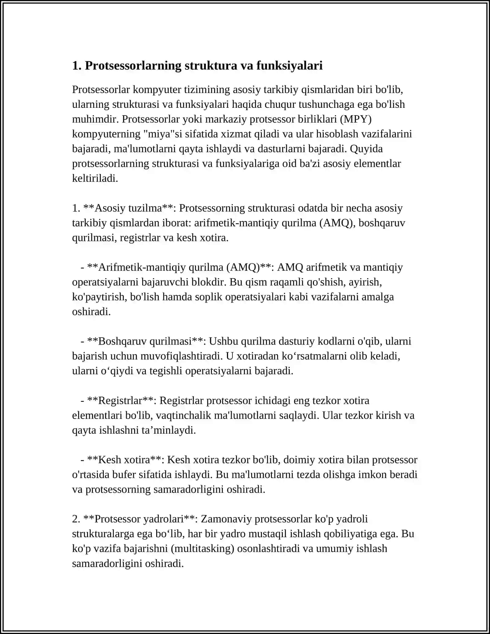 KOMPYUTER ARXITEKTURASINING KOMPONENTLARI VA POINT,-TO-POINT ALOQASI 3
