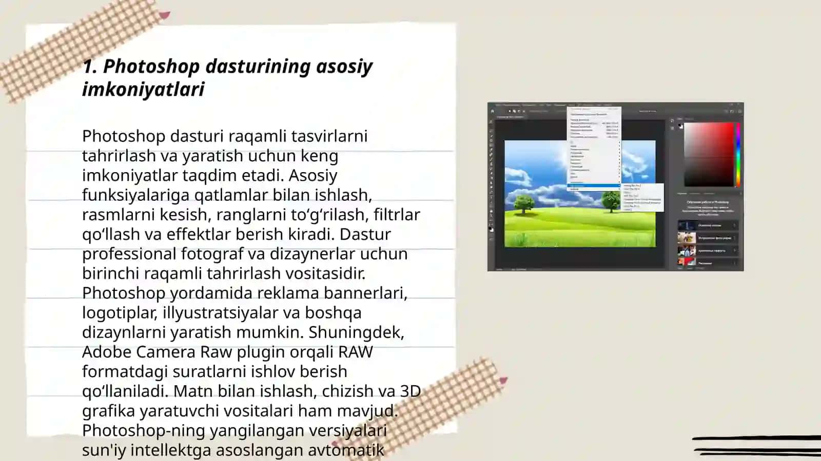 Photoshop dasturi mavzusida 3