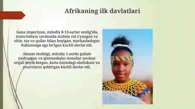 Jahon tarixi Afrika mavzusi 3