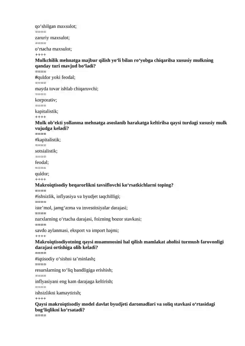 IQTISODIYOT NAZARIYASI 1 FANIDAN TEST 3