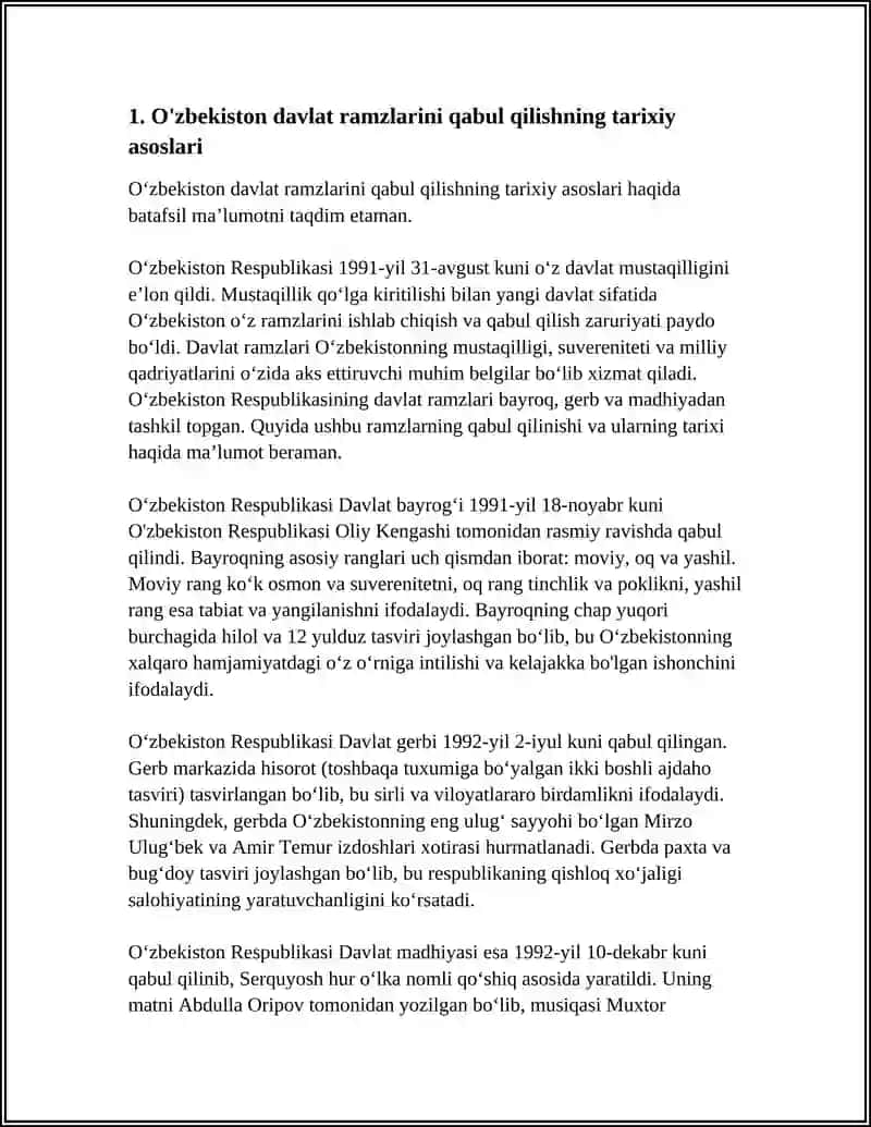 O'ZBEKISTON RESPUBLIKASINING DAVLAT RAMZLARINING QABUL QILINISHI 3