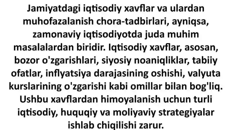 Jamiyatdagi iqtisodiy xavflar va ulardan muhofazalanish chora-tadbirlari 3