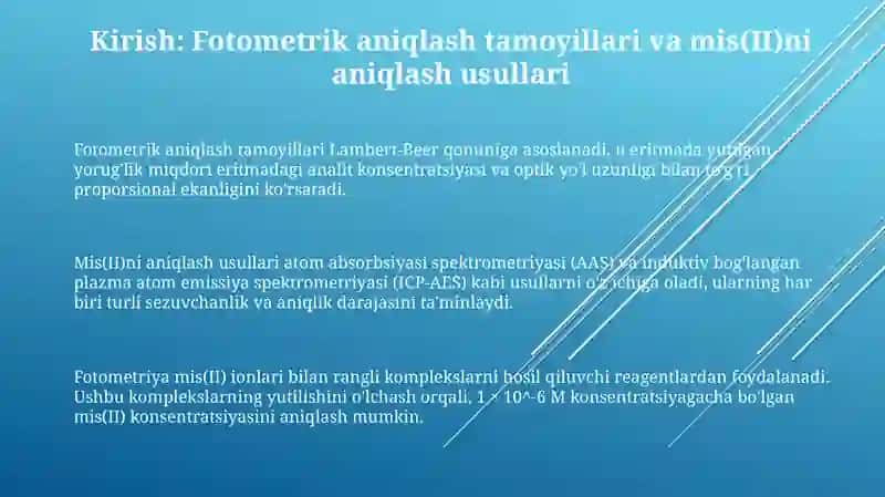 Mis5MAANS.S 2,4 ishtirokida fotometrik aniglash mavzusi bo'vicha 3