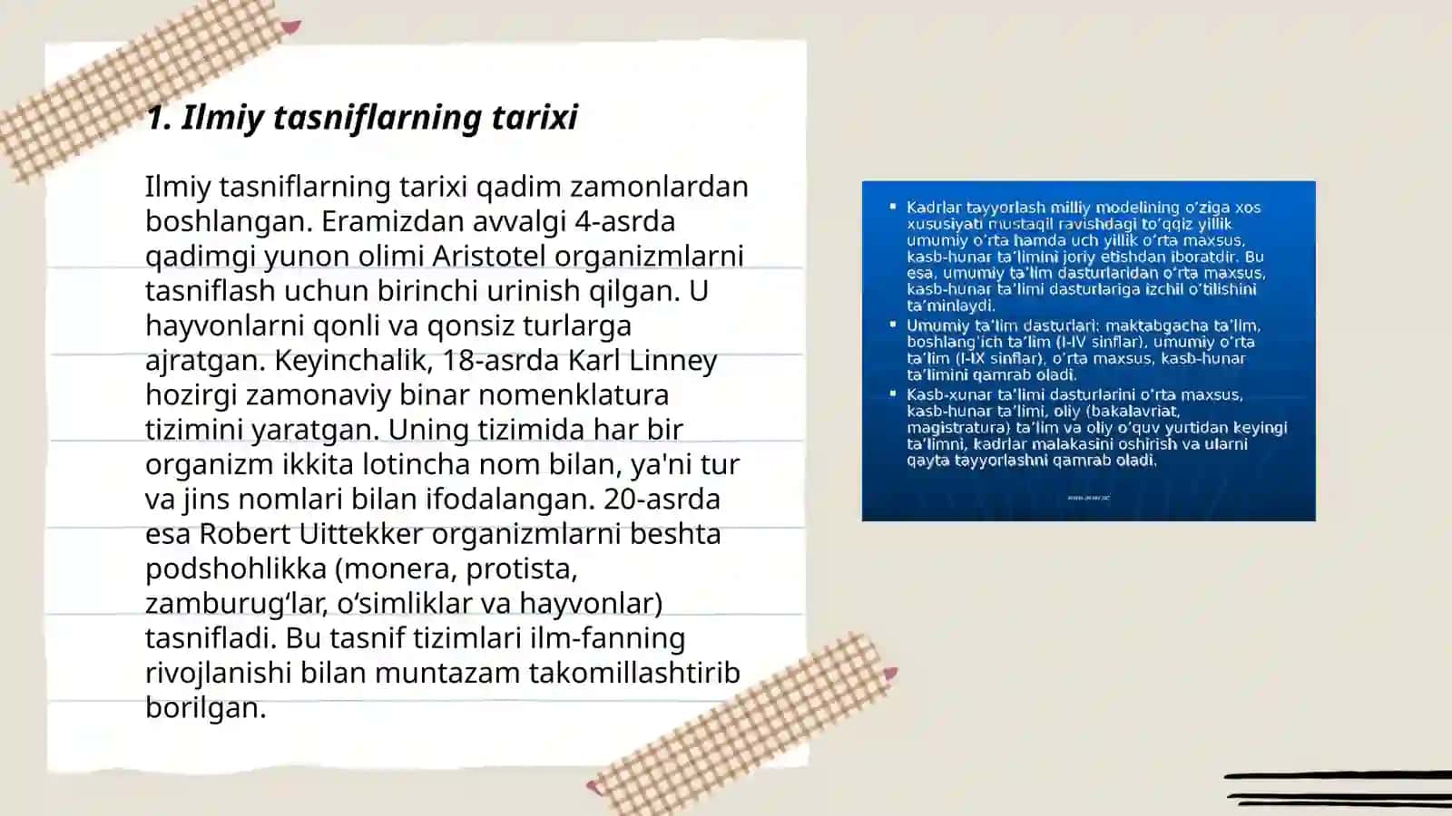 Ilmi tasniflar va ularning xususiyatlari 3
