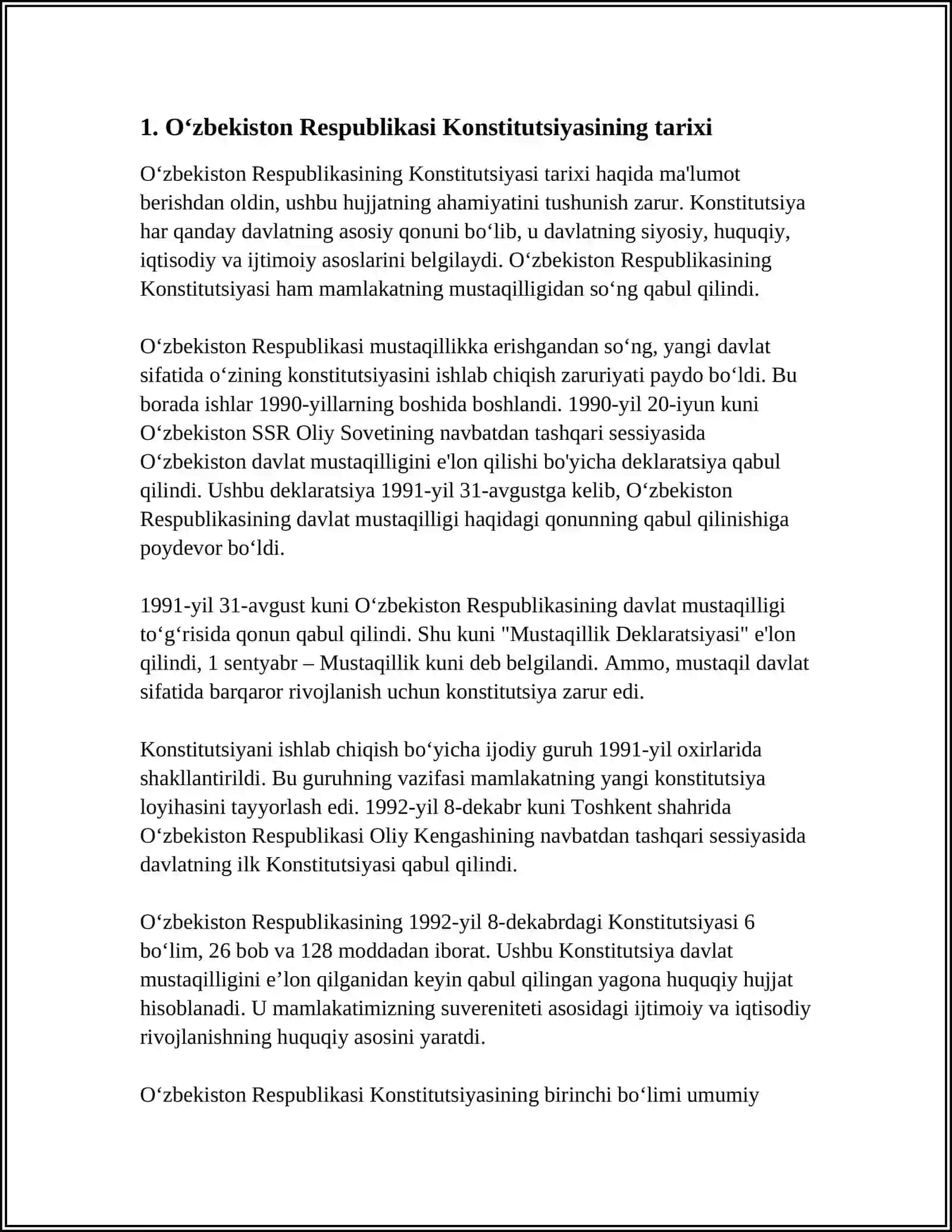 O‘ZBEKISTON RESPUBLIKASI OLIY TA’LIM FAN VA INNOVATSIYA VAZIRLIGI CHIRCHIQ OLIY TANK QO‘MONDONLIK MIHANDISLIK BILIM YURTI MUSTAQIL ISH 3