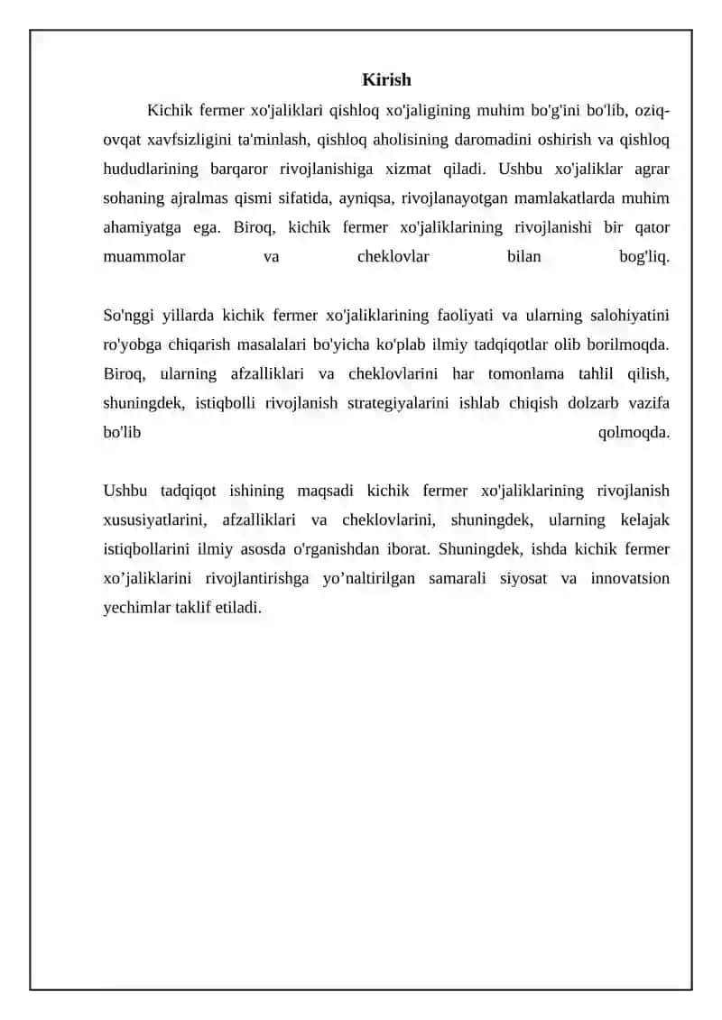 Kichik fermer xo'jaliklar rivoji: imtiyoz va cheklovlar 3