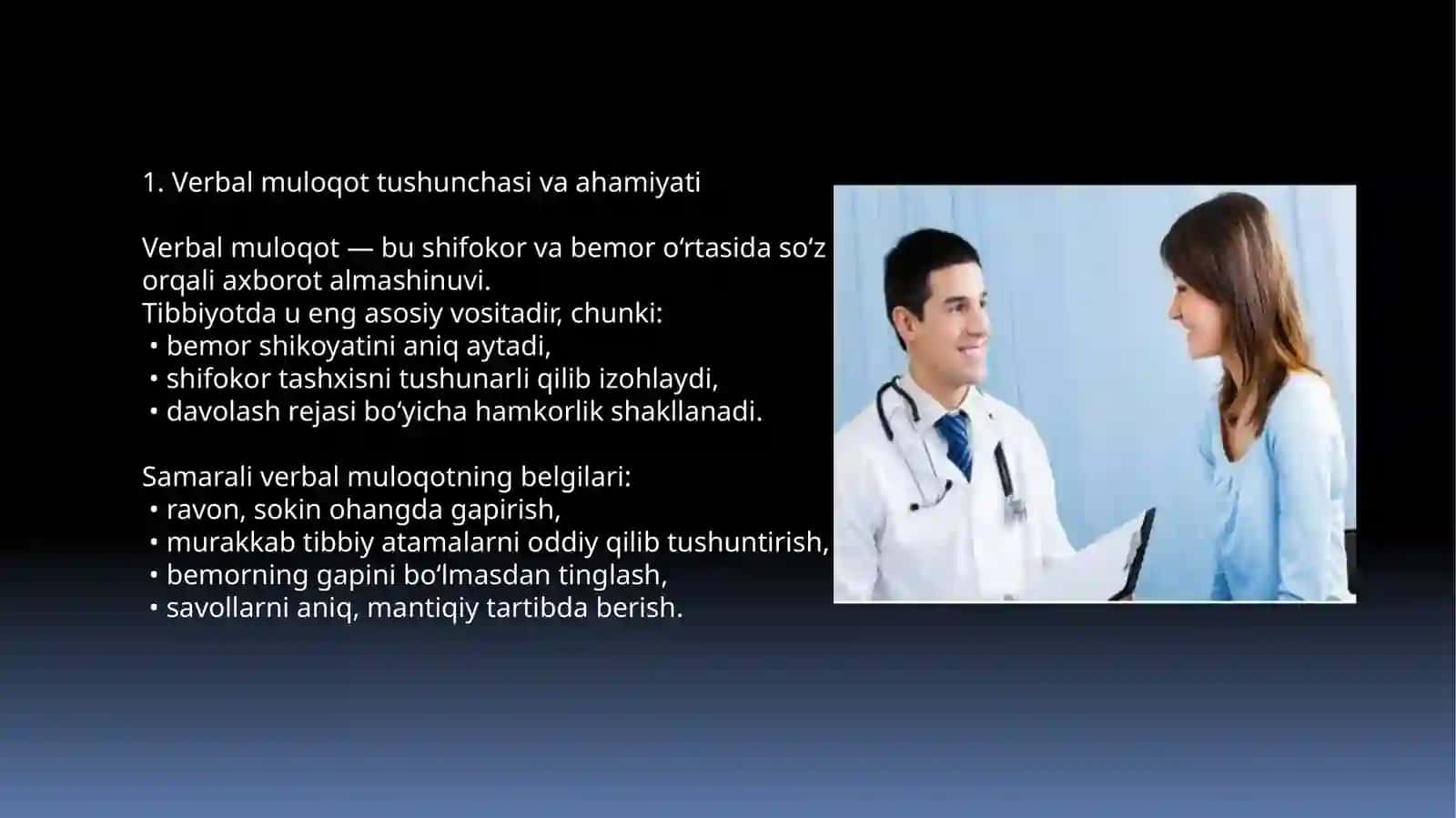 Patsiyent bilan verbal va noverbal muloqot ko'nikmalari 3