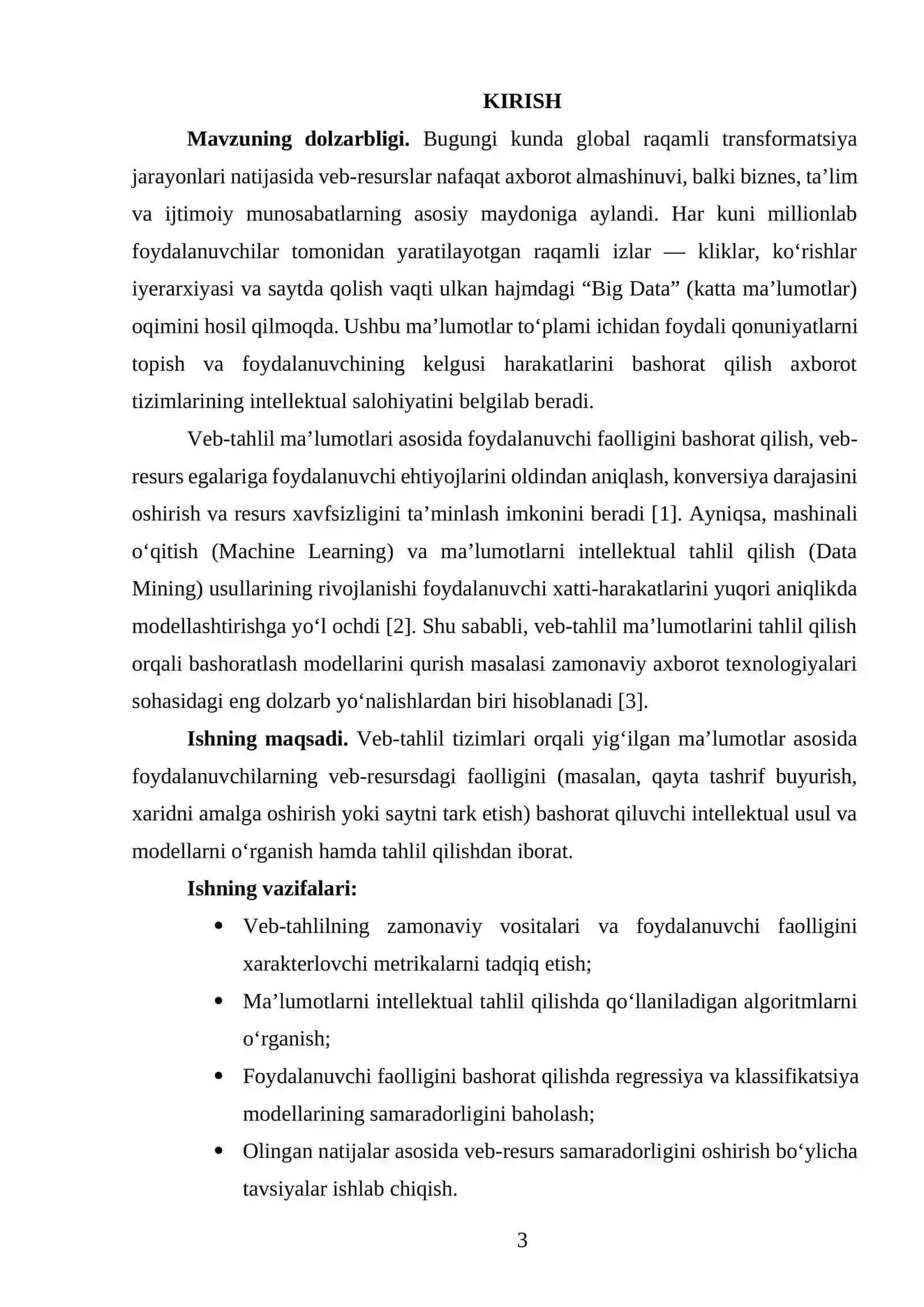 VEB-TAHLIL MA’LUMOTLARI ASOSIDA FOYDALANUVCHI FAOLLIGINI BASHORAT QILISH 3