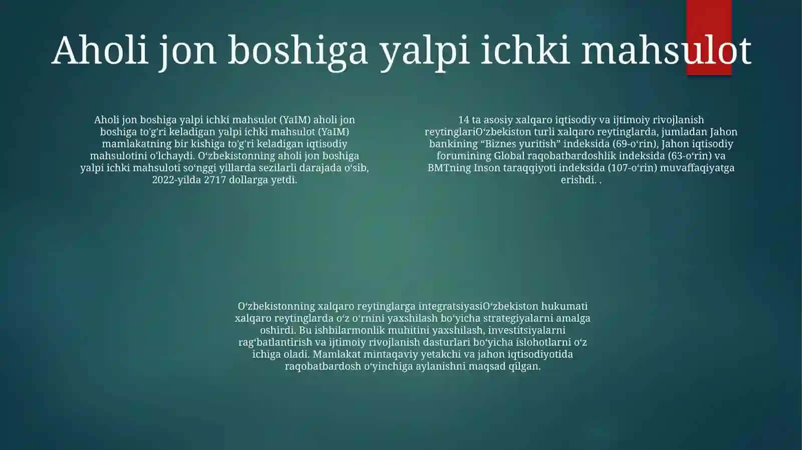 O‘zbekistonning iqtisodiy va ijtimoiy rivojlanishi 3