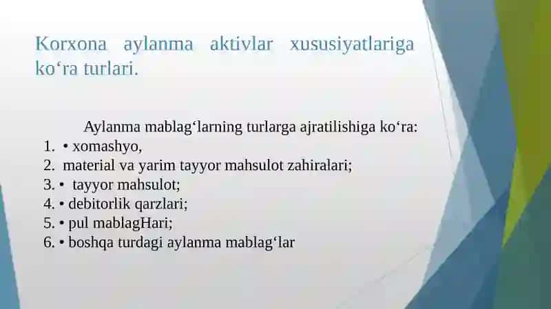 Aylanmamablag’larni moliyalashtirish jarayonini boshqarish 3