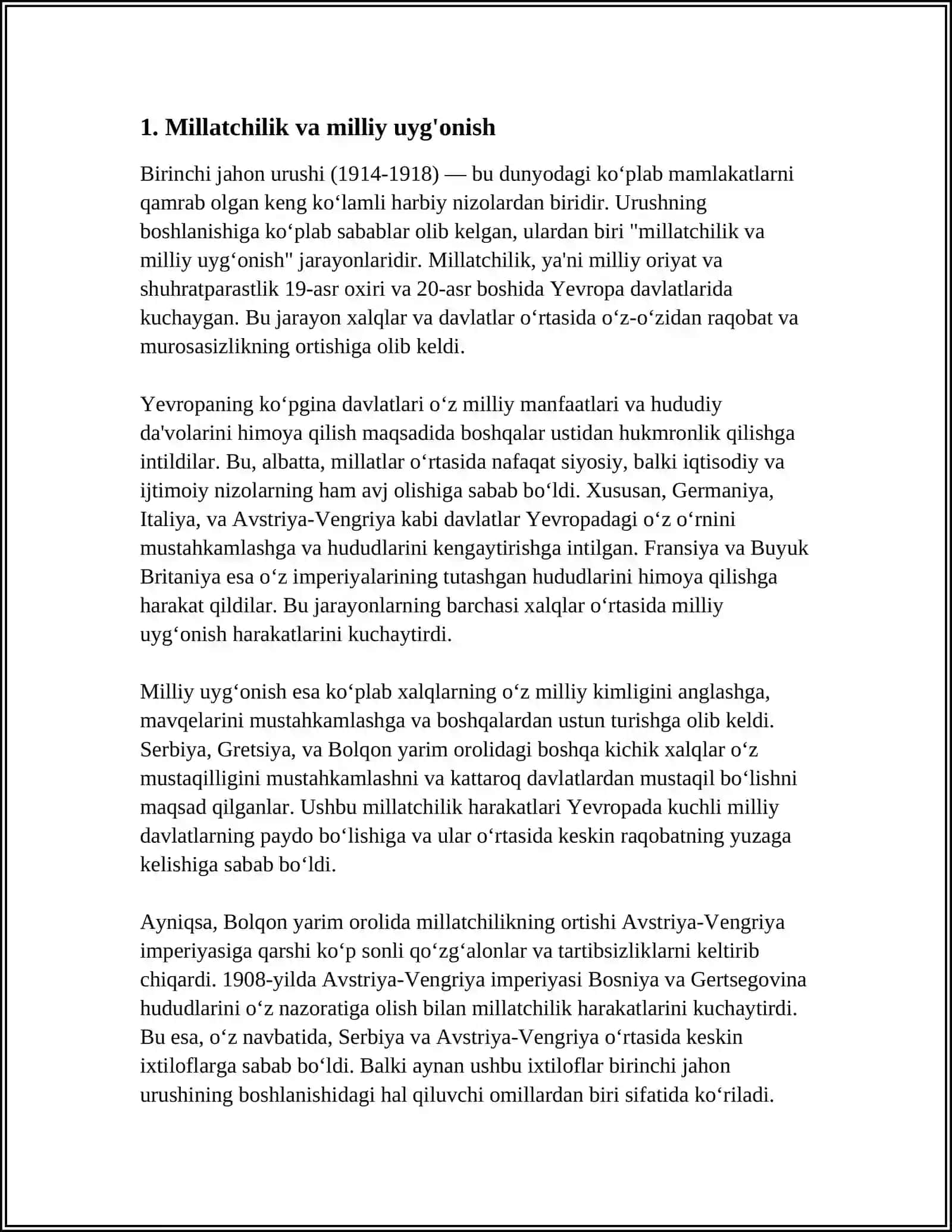 BIRINCHI JAHON URUSHI VA SABABLARI 3