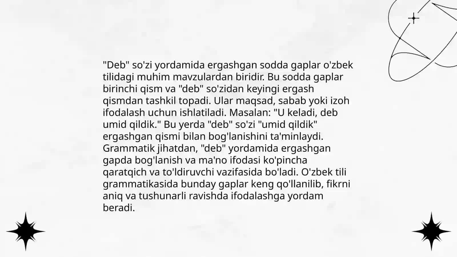 Deb so'zi yordamida ergashgan qòshma gaplar 3