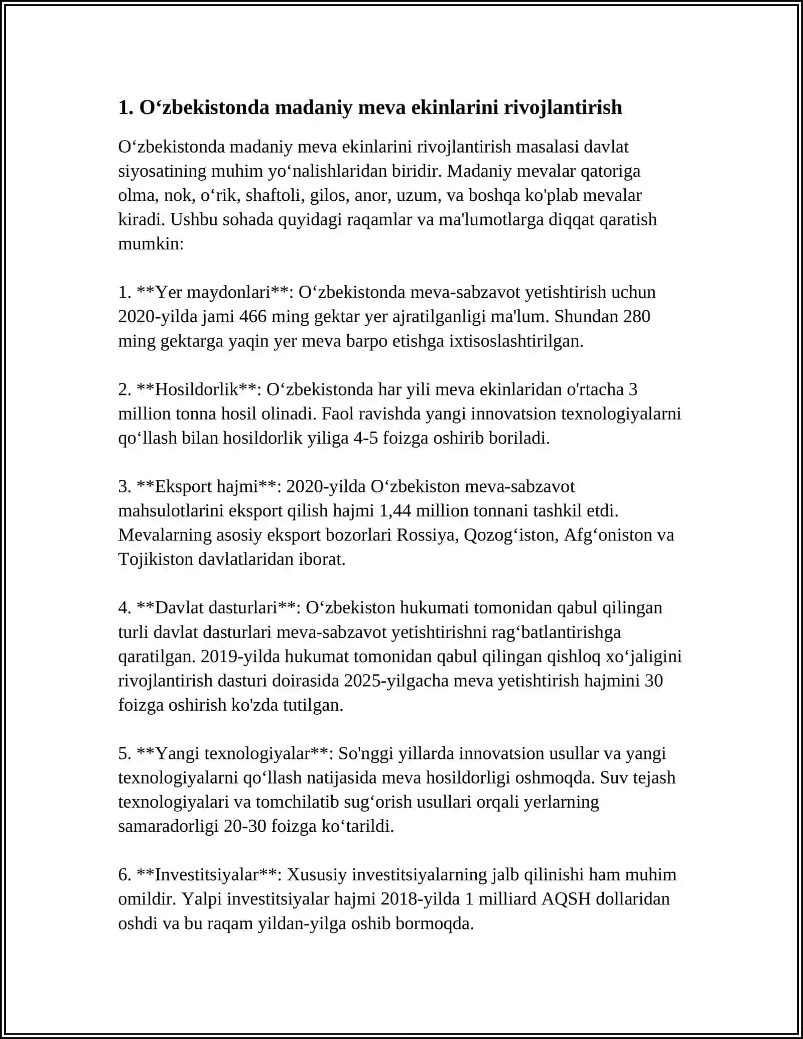 O'ZBEKISTONDA MADANIY MEVA EKINLARI VA SUBTROPIK MEVA EKINLARI 3