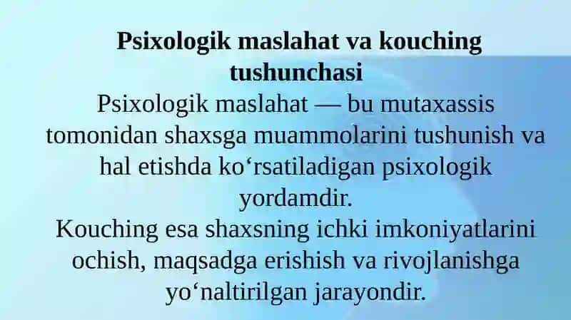 Psixologik maslahat va kouching fani: maqsad va vazifalari hamda fan sifatida rivojlanishi 3