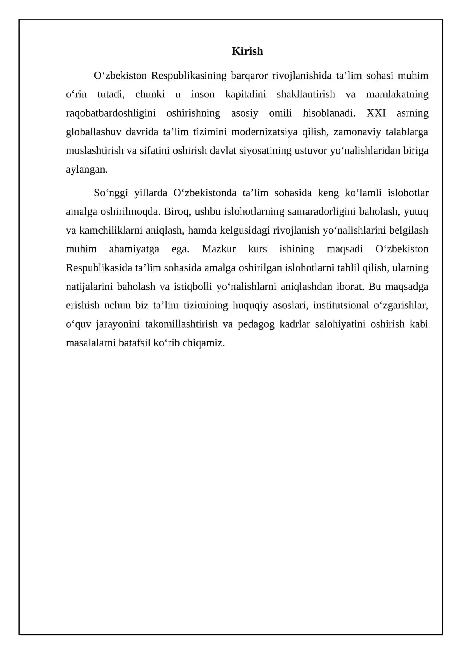 Oʻzbekiston respublikasida taʼlim sohasida amalga oshirilgan islohotlar 3