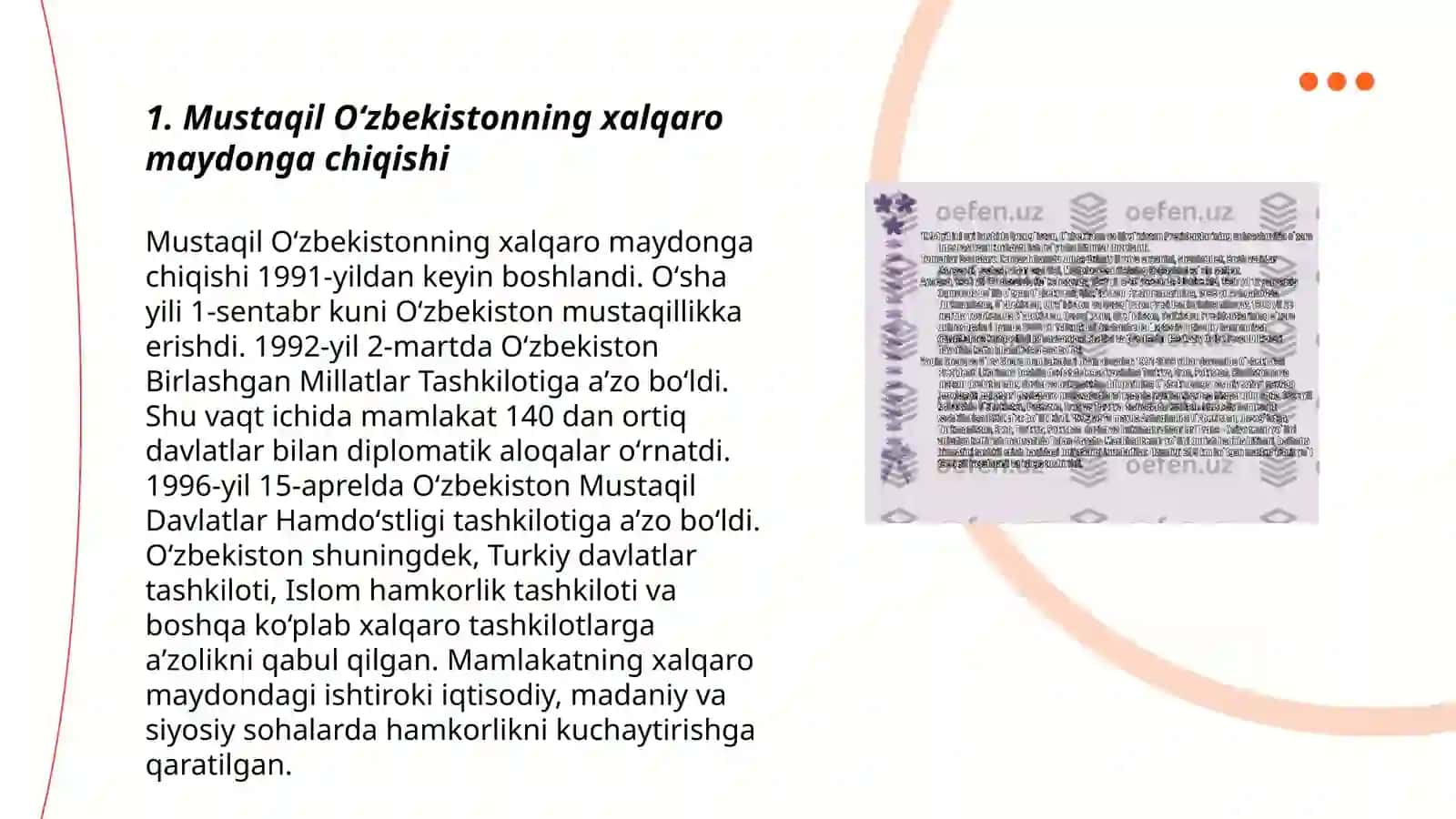 Oʻzbekiston va jahon hamjamiyati(1991-2016) 3