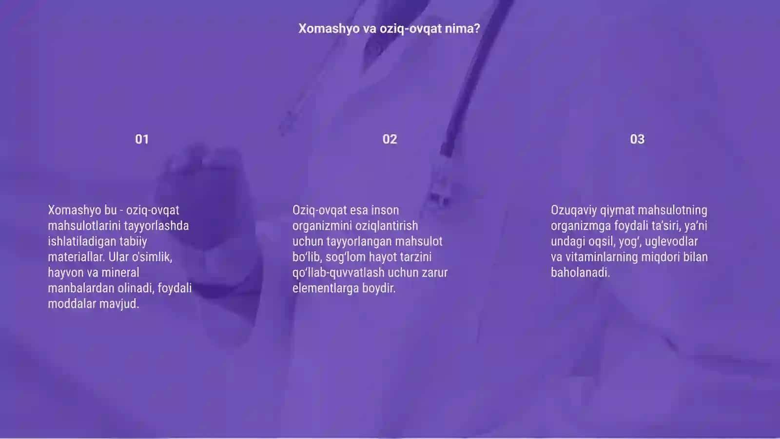 Xomashyo va oziq -ovqatning ozuqaviy qiymati 3