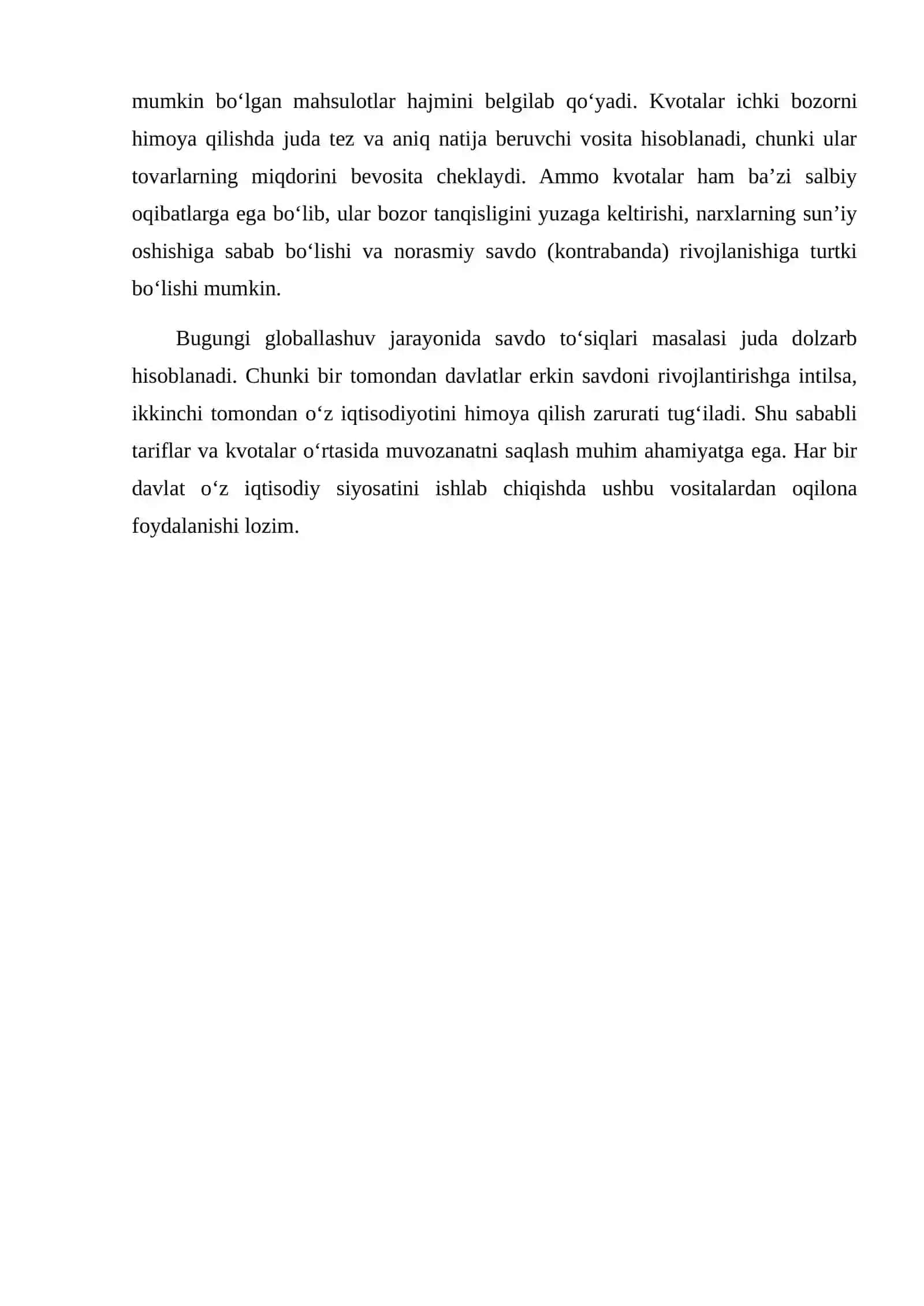 SAVDO TO‘SIQLARI: TARIFLAR VA KVOTALAR 3