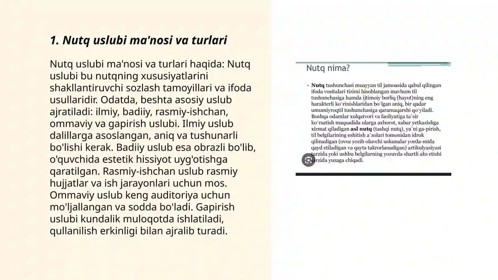 Nutq uslublarini ustida ishlashga qaratilgan mashq va topshiriqlar ishlab chiqish 3