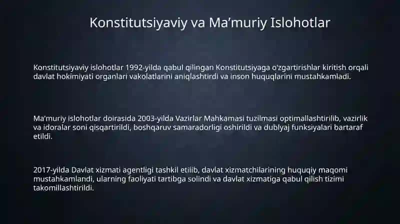 Konstitutsiyaviy va Maʼmuriy Islohotlar 3