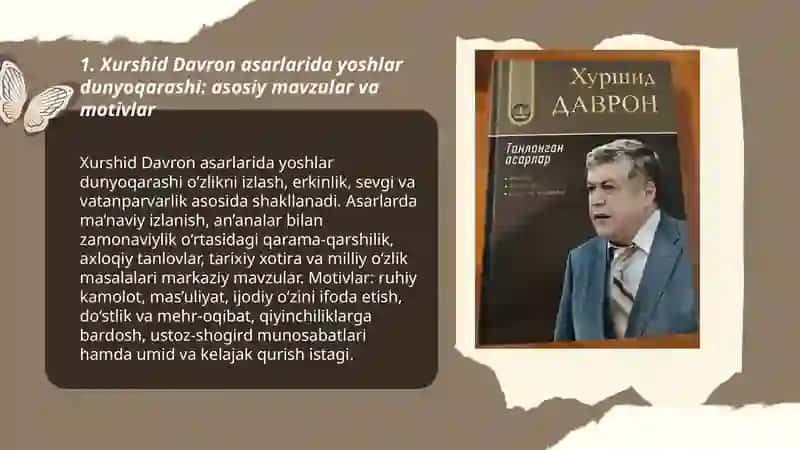 Xurshid Davron asarlarida yoshlar dunyoqarashi va ma’naviy izlanish 3